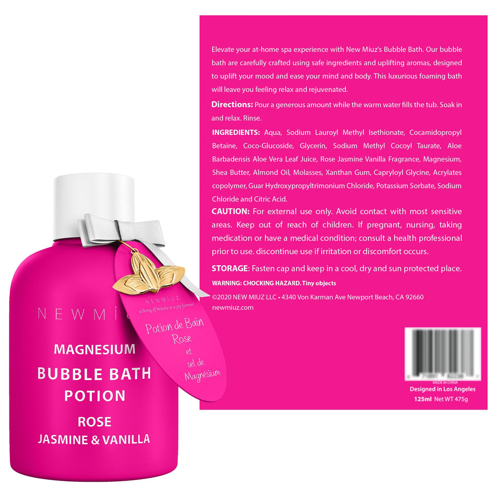 New Miuz Foam-dispense cap close-up showing easy pour for fast relaxing bath routine