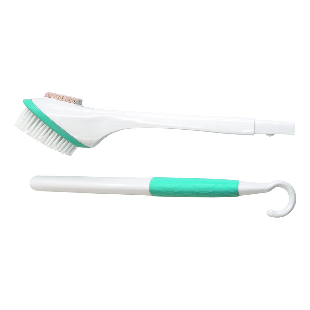 Close-up of Miracle Foot Brush bristles and pumice stone for thorough cleansing