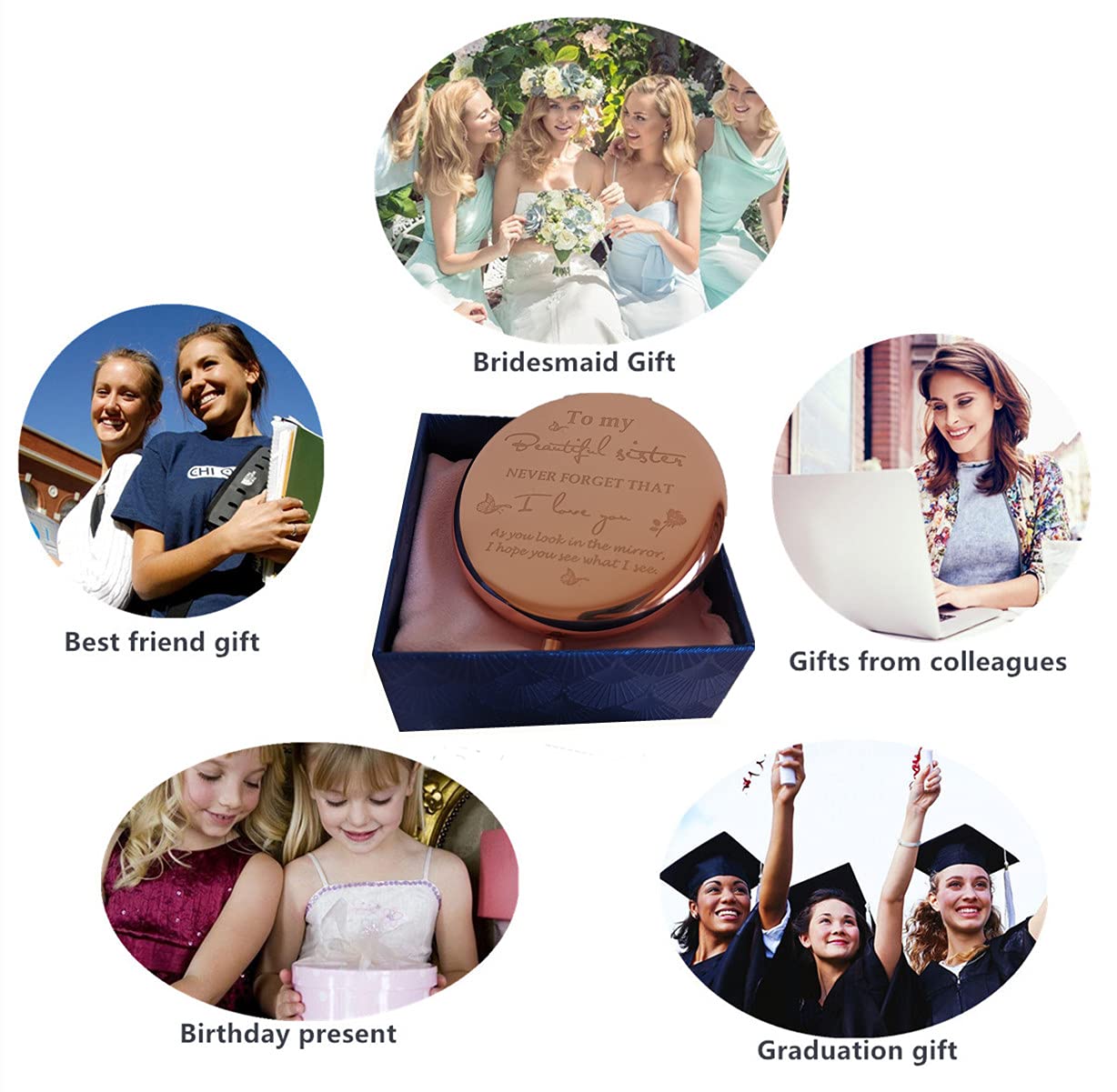 New Prominent gift-box-ready mirror ideal for birthdays or graduations.