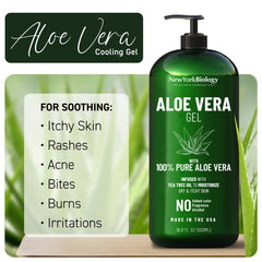New York Biology Aloe Vera Gel cooling on sun-exposed skin after outdoor activities