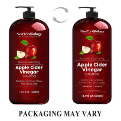 New York Biology Apple Cider Vinegar Shampoo shower shot emphasizes shinier, glossier hair