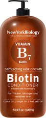 New York Biology Biotin Conditioner bottle front highlighting hair thickening benefits.