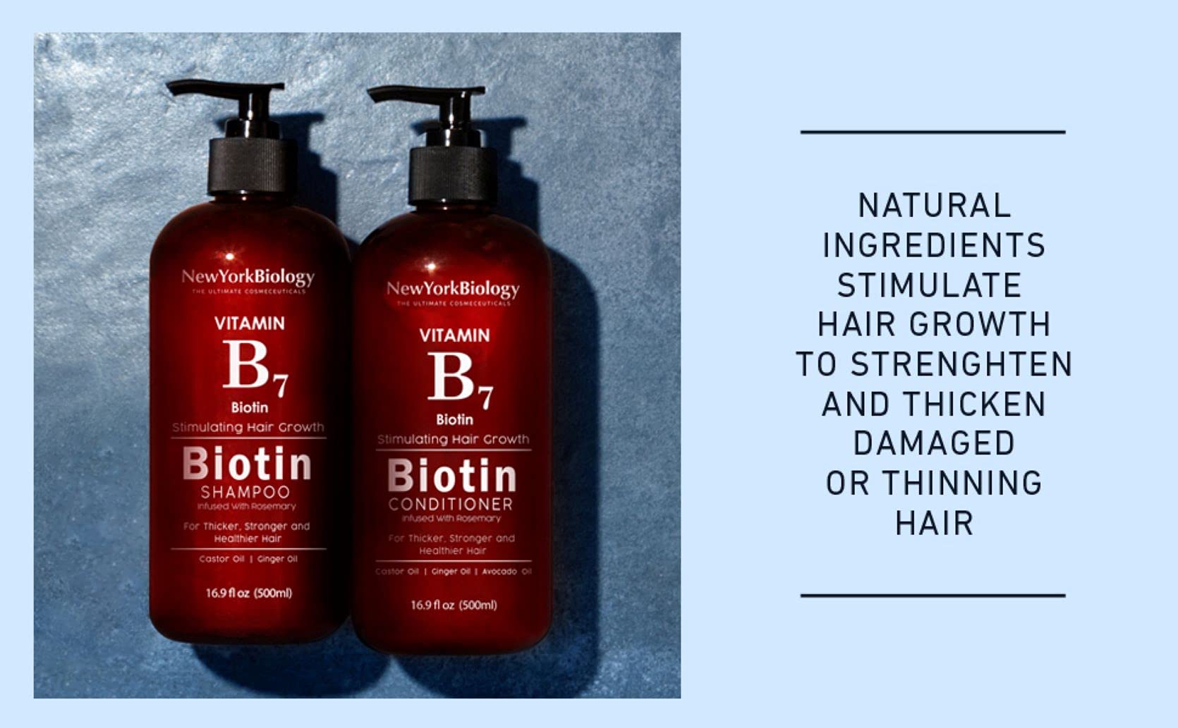 New York Biology biotin conditioner detangled hair closeup showcasing silky, voluminous feel