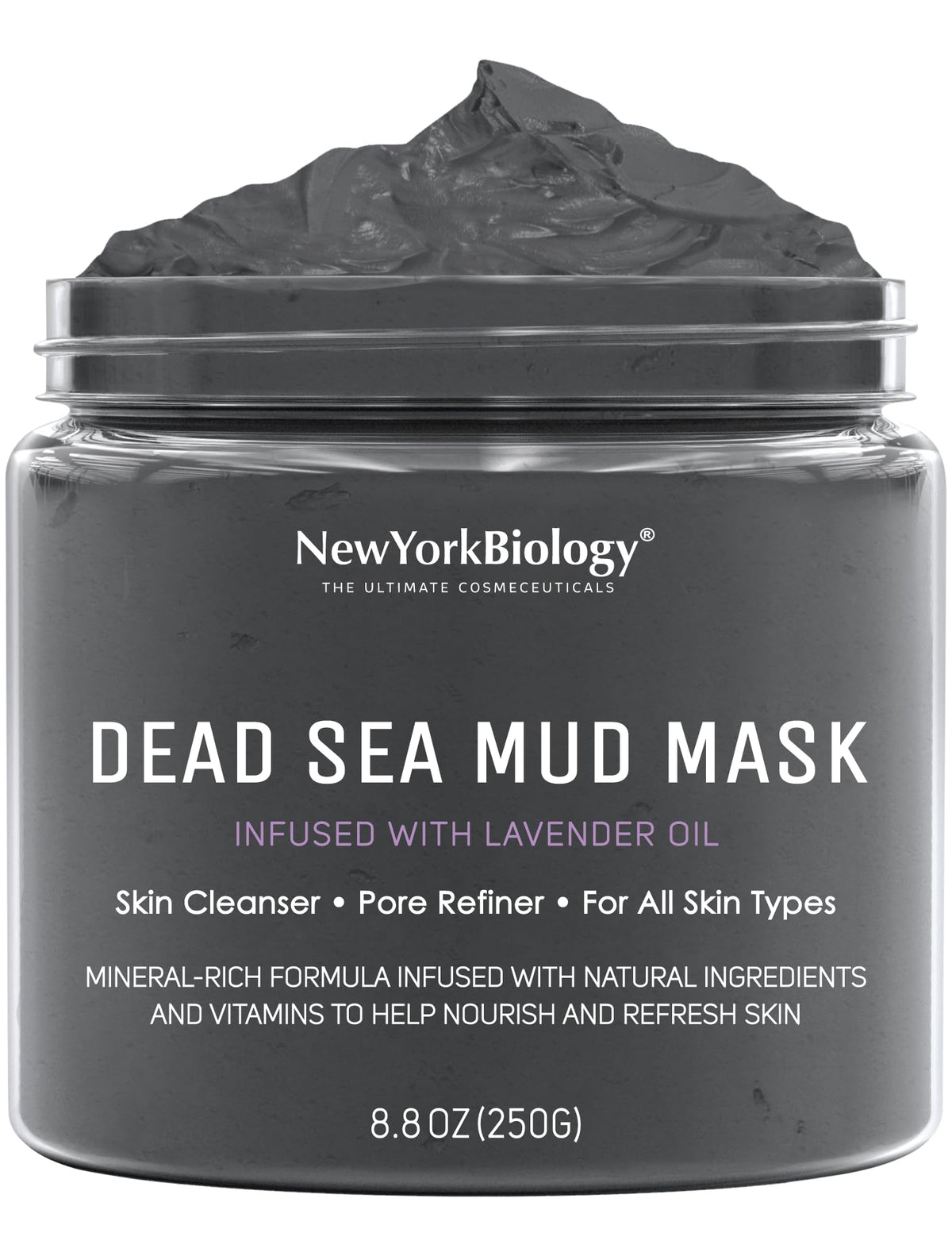 New York Biology Dead Sea Mud Mask jar for spa-like pore refining.