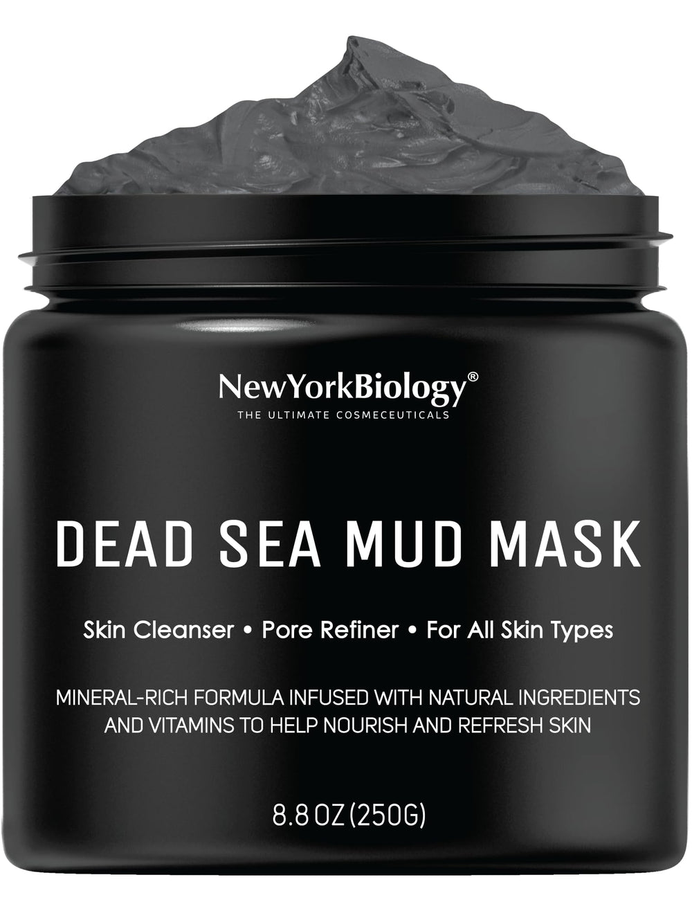 New York Biology Dead Sea Mud Mask packaging signals spa-grade skincare.