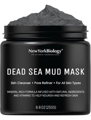 New York Biology Dead Sea Mud Mask packaging signals spa-grade skincare.