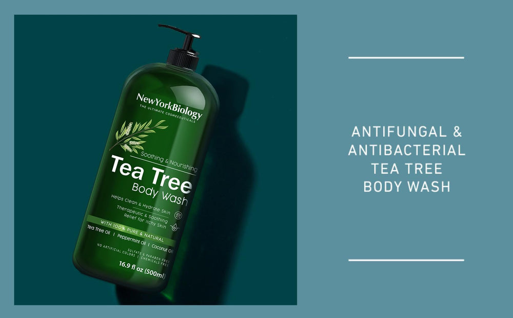 NEW YORK BIOLOGY Tea Tree Body Wash cruelty-free badge signals ethics.