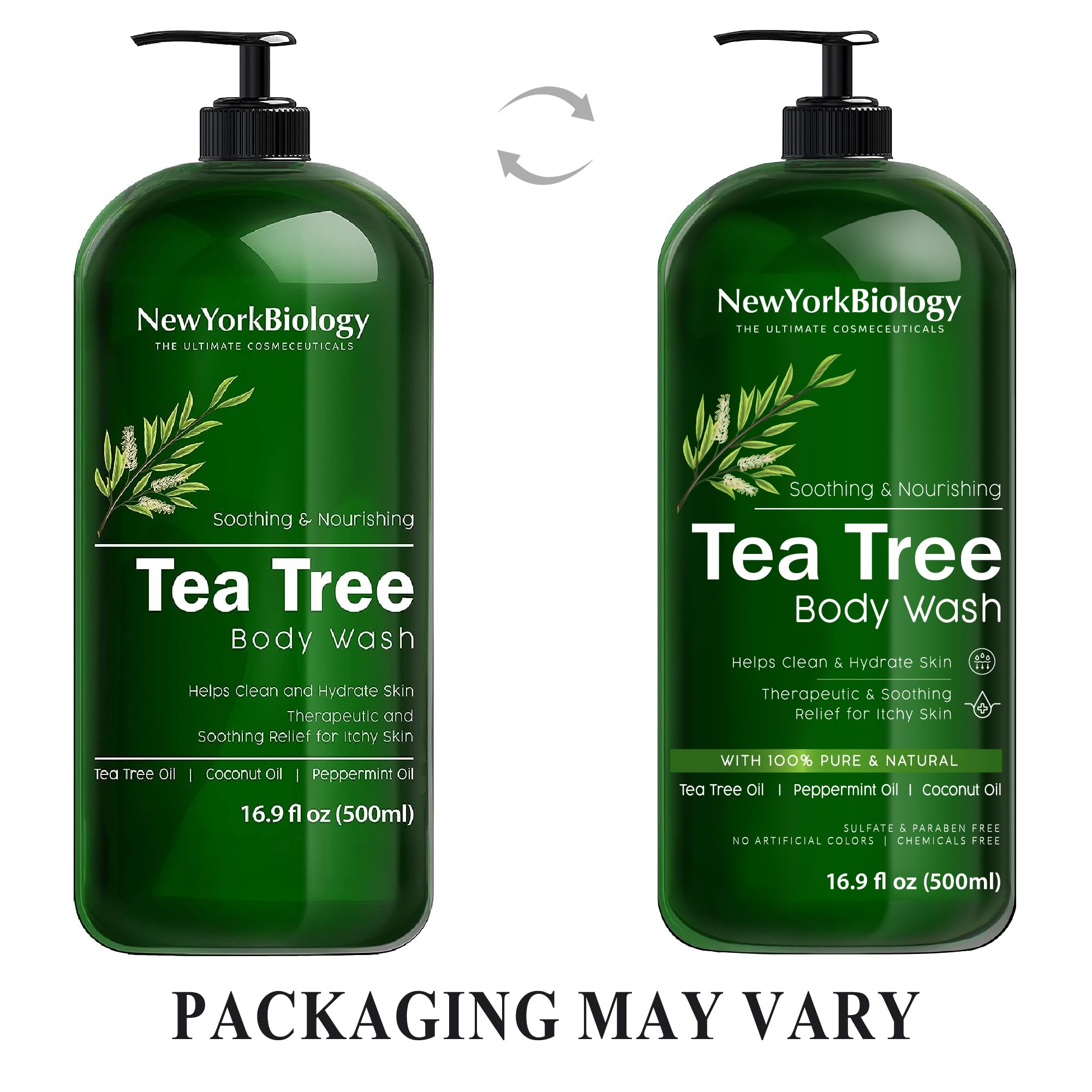 NEW YORK BIOLOGY Tea Tree Body Wash pack of 2 on display signals value.