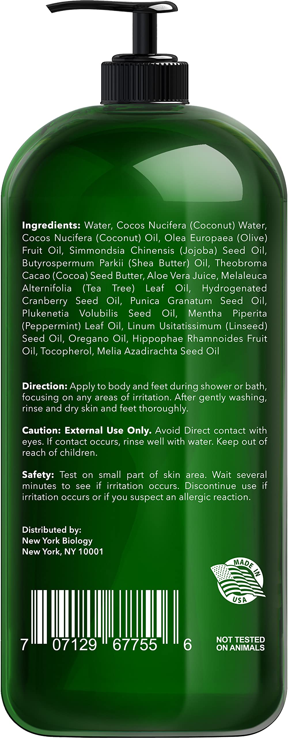 NEW YORK BIOLOGY Tea Tree Body Wash USA-made label signals quality.