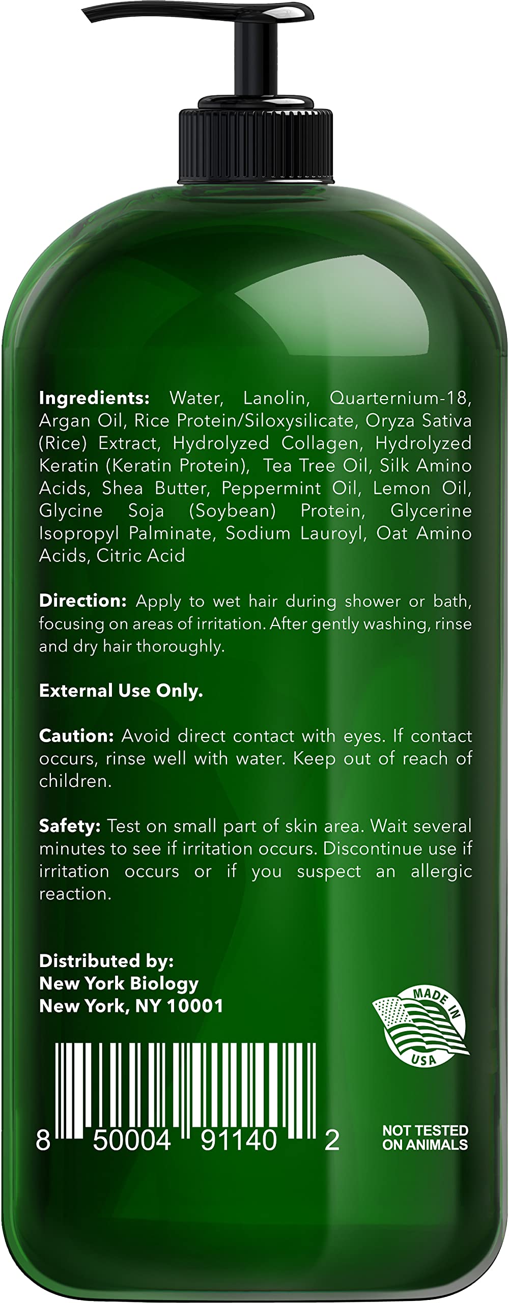 New York Biology Tea Tree Conditioner label closeup highlighting clarifying soothing formula