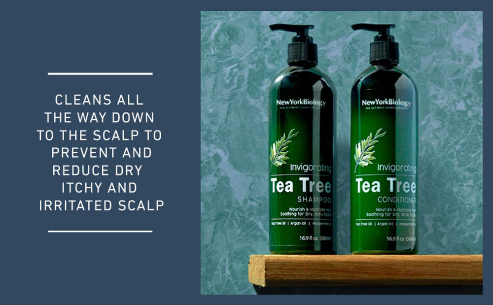 New York Biology Tea Tree Conditioner leaf closeup with natural ingredient emphasis