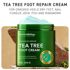 New York Biology Tea Tree Oil Foot Cream application on feet improves moisture.