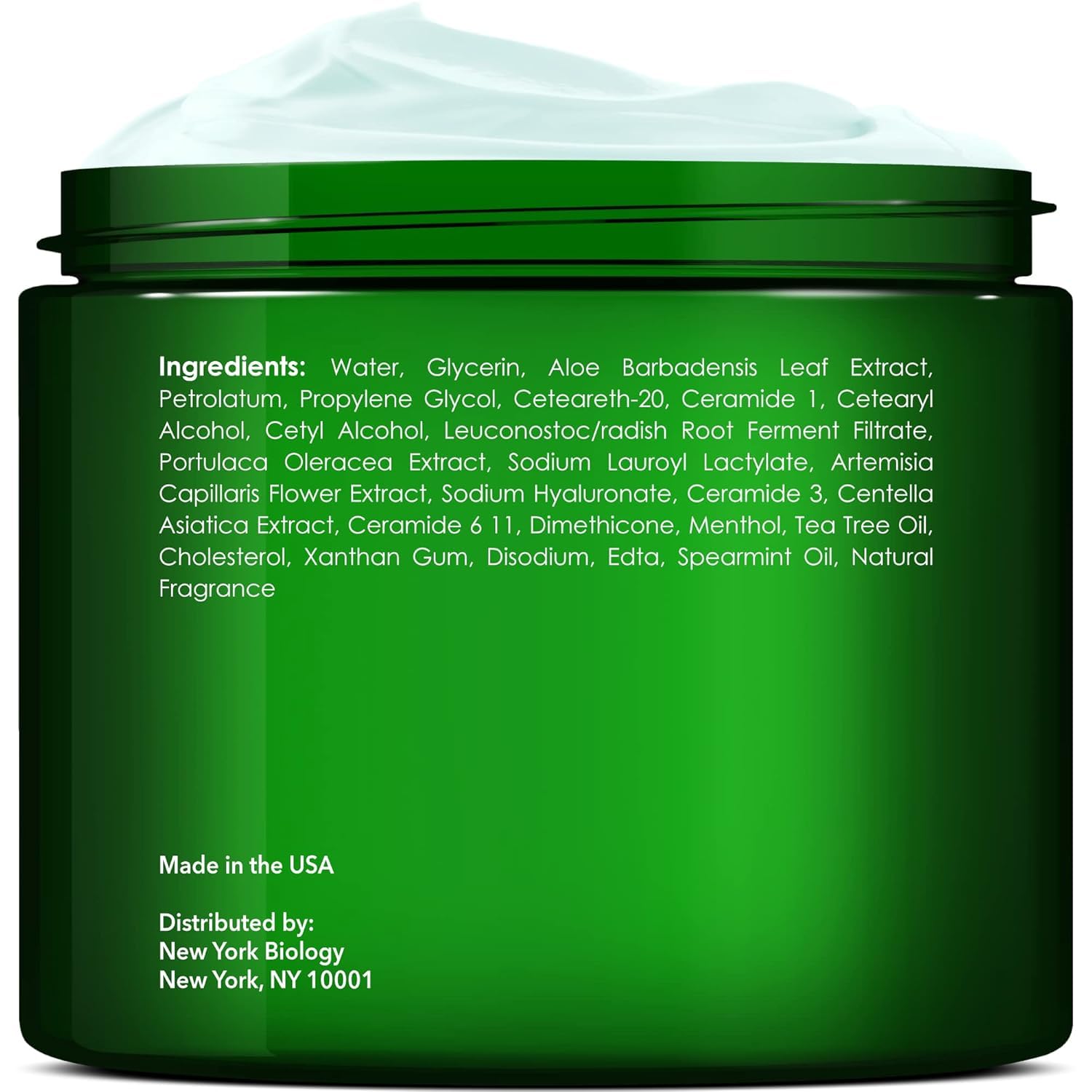 New York Biology Tea Tree Oil Foot Cream packaging emphasizes USA-made quality.
