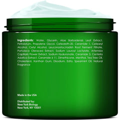 New York Biology Tea Tree Oil Foot Cream packaging emphasizes USA-made quality.
