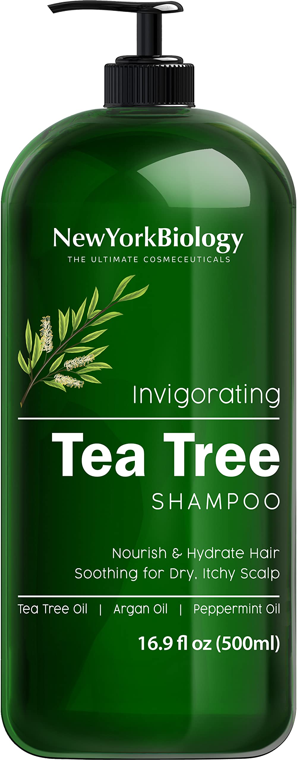 New York Biology Tea Tree Shampoo bottle for refreshing cleanse and scalp relief.
