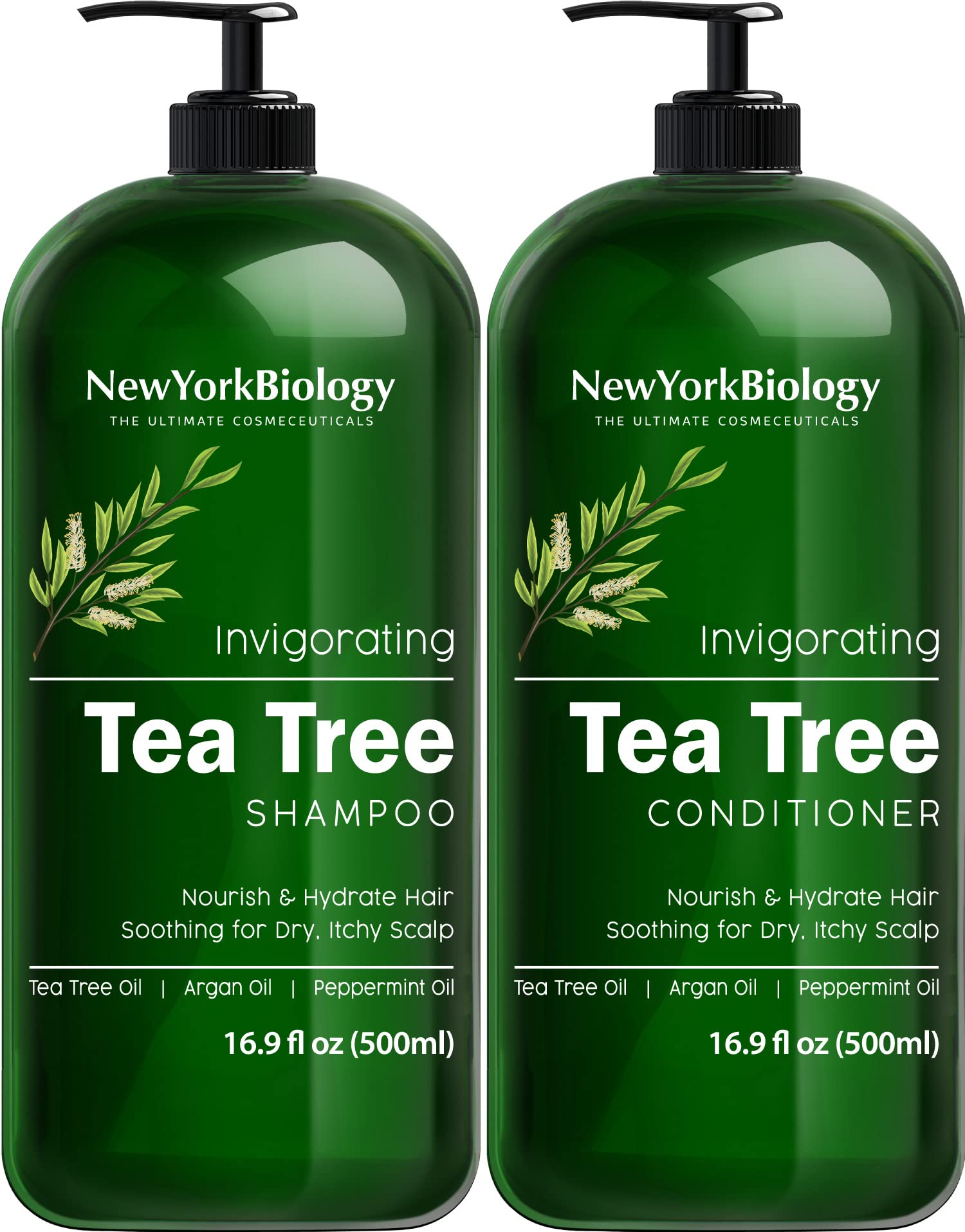 New York Biology Tea Tree Shampoo bottle offers a refreshing scalp cleanse.
