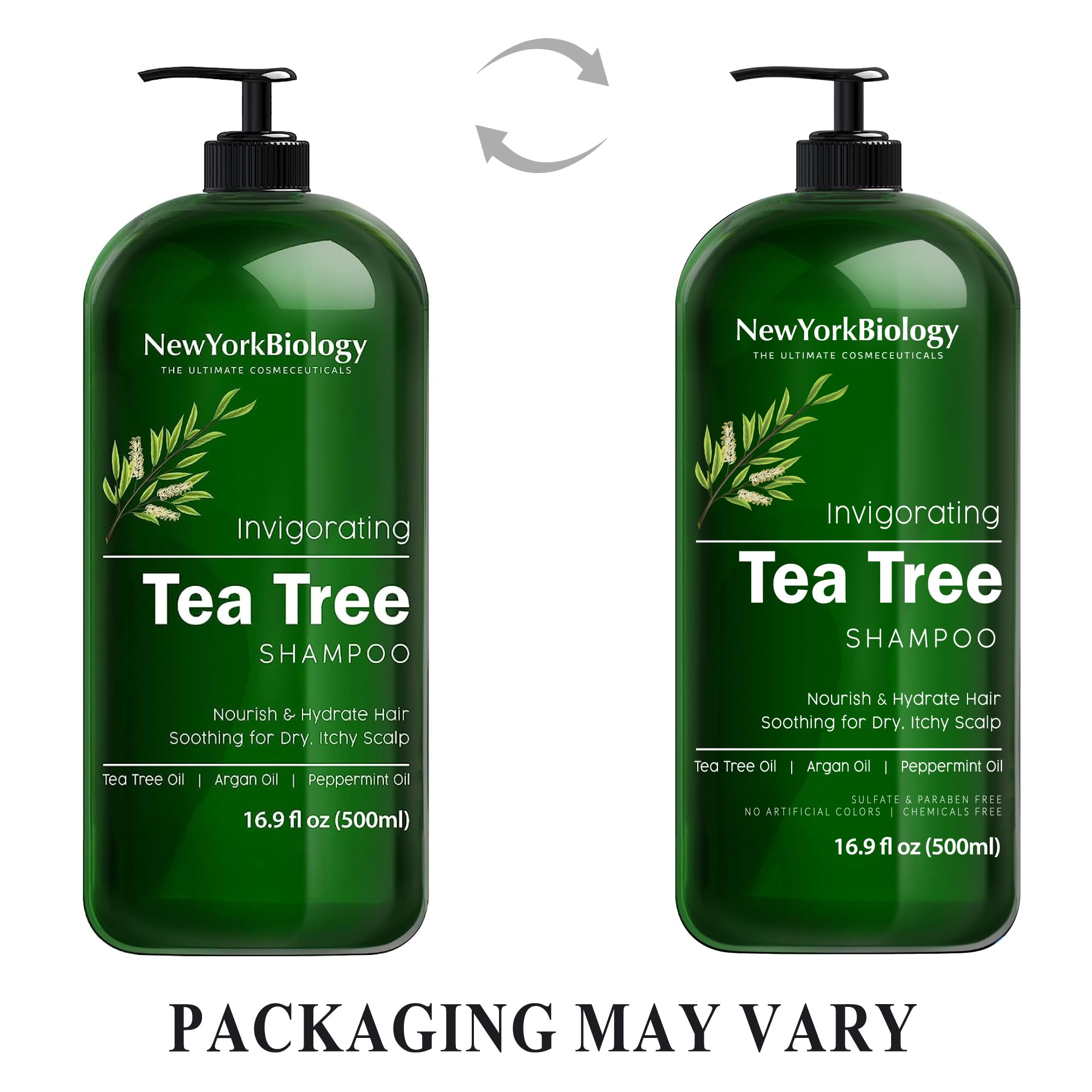 New York Biology Tea Tree Shampoo scalp-relief shot shows soothing relief for itchy flakes.