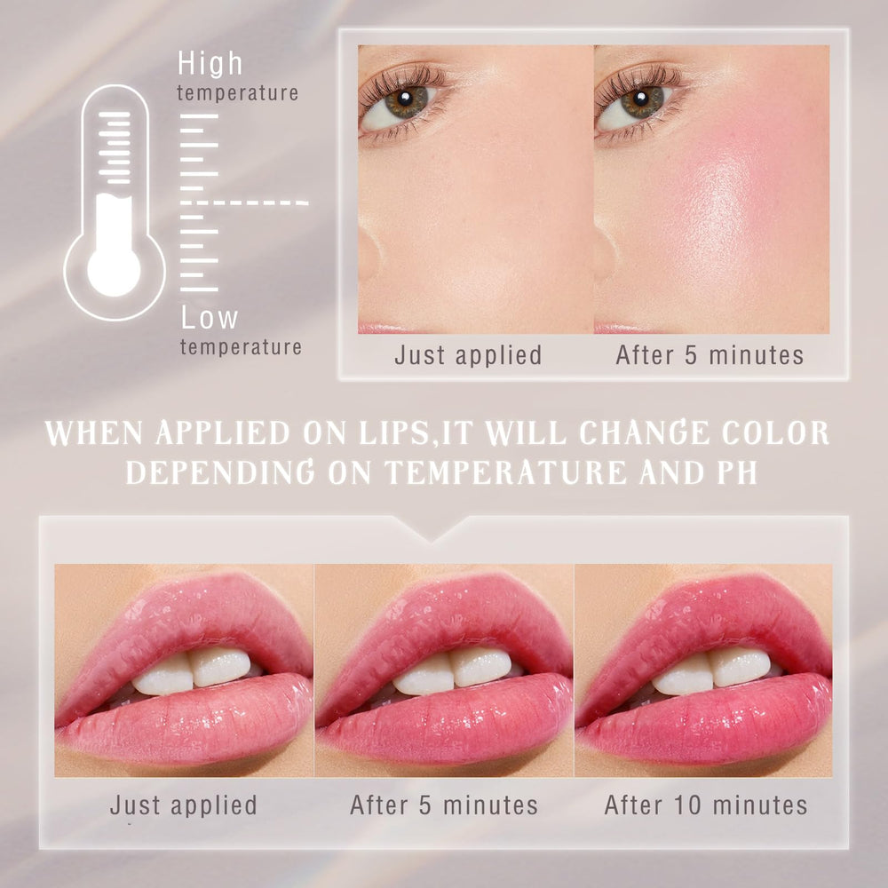 NewBang blush stick swatch on face showing color transition detail.
