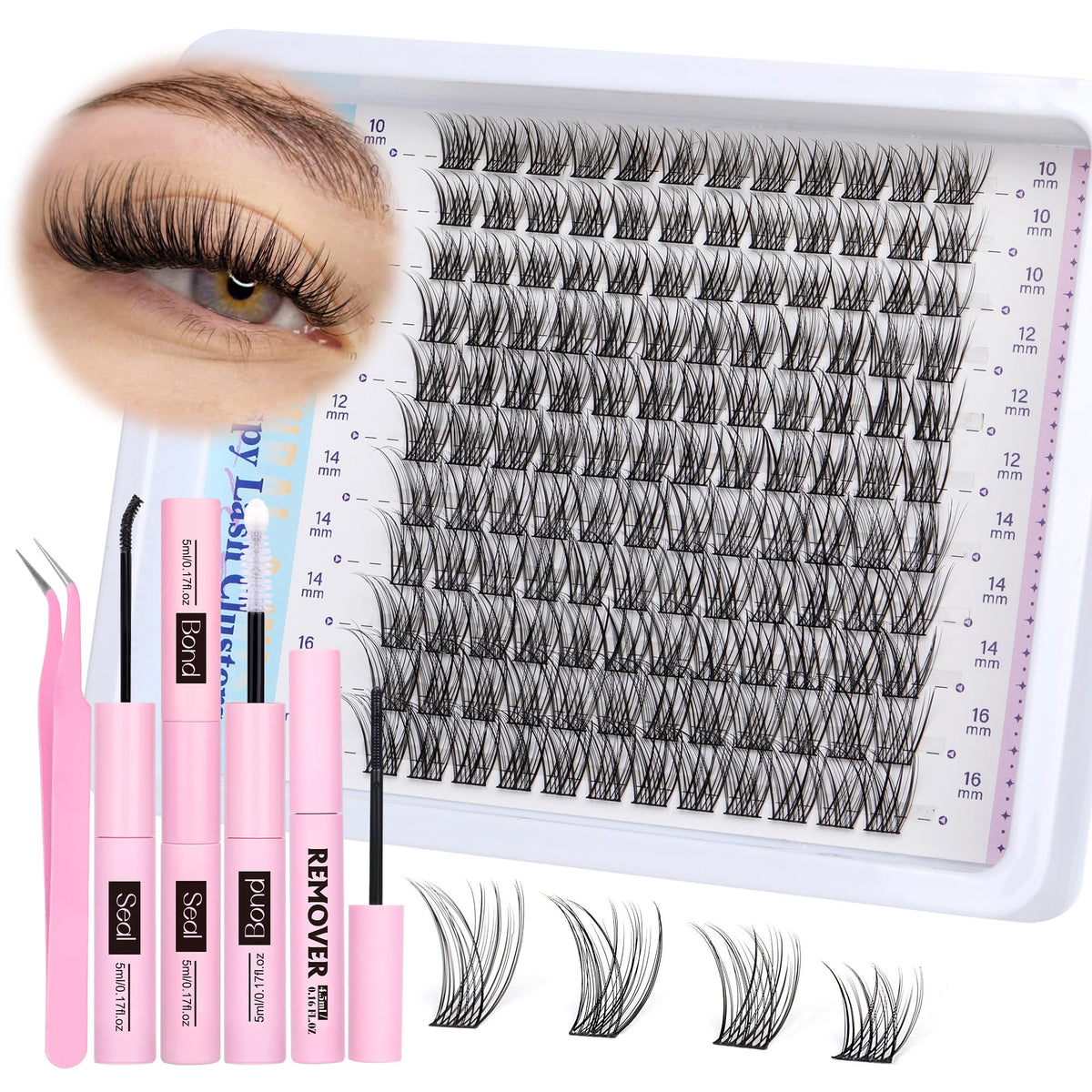 Newcally cluster lashes kit box open for easy at-home lash application