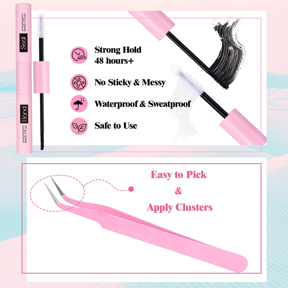 Newcally cluster lashes kit CD-curly 10-16mm lashes create natural texture