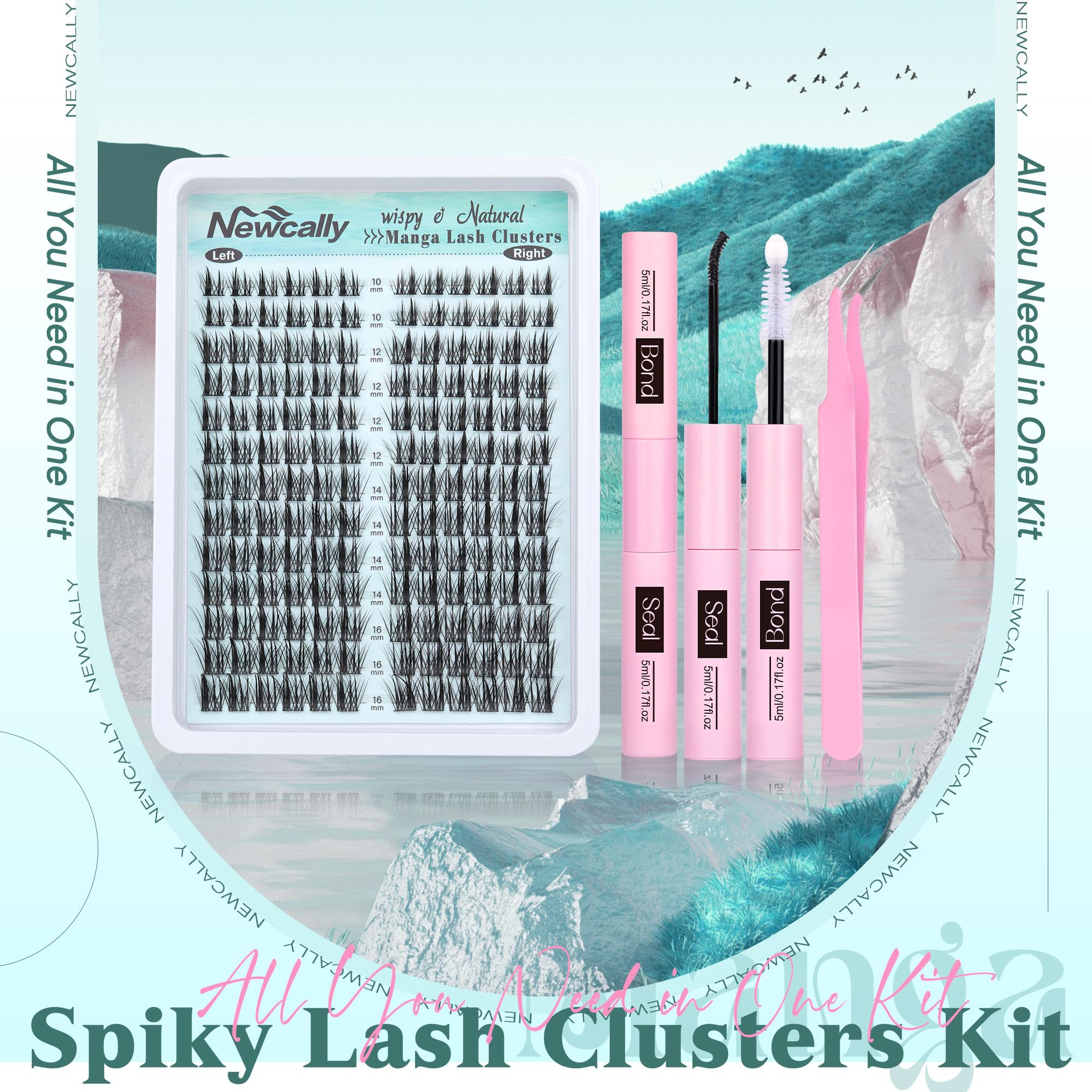 Newcally cluster lashes kit closeup lashes highlights lightweight synthetic fibers for comfortable wear