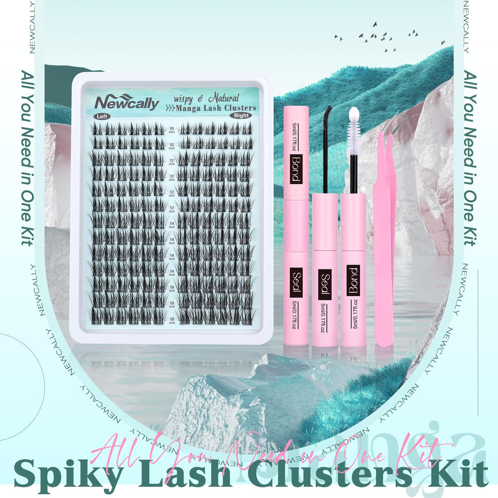 Newcally cluster lashes kit closeup lashes highlights lightweight synthetic fibers for comfortable wear