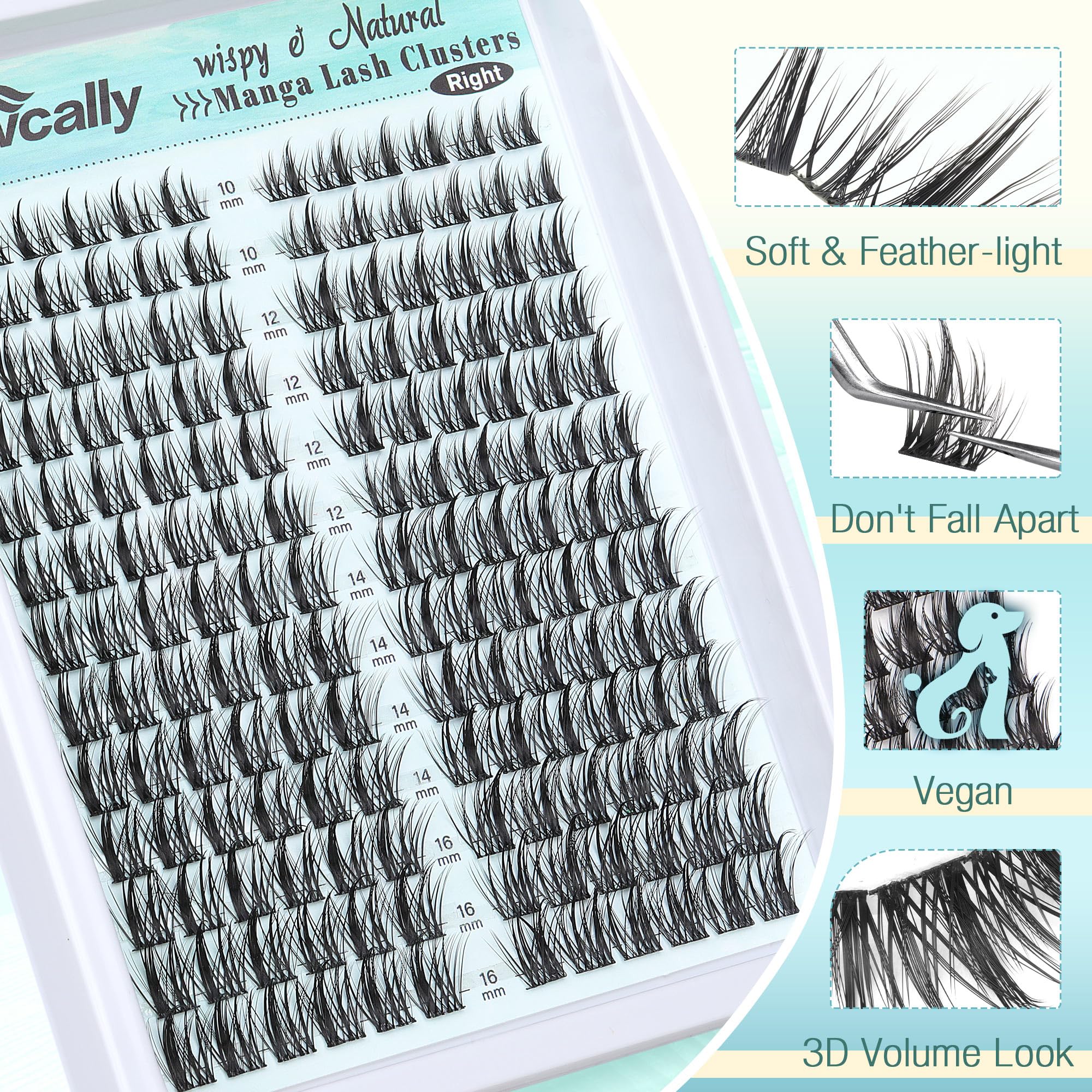 Newcally cluster lashes kit tweezers shown for precise cluster placement