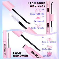 Newcally Lash Bond, Seal, and Remover with tweezers for seamless application.