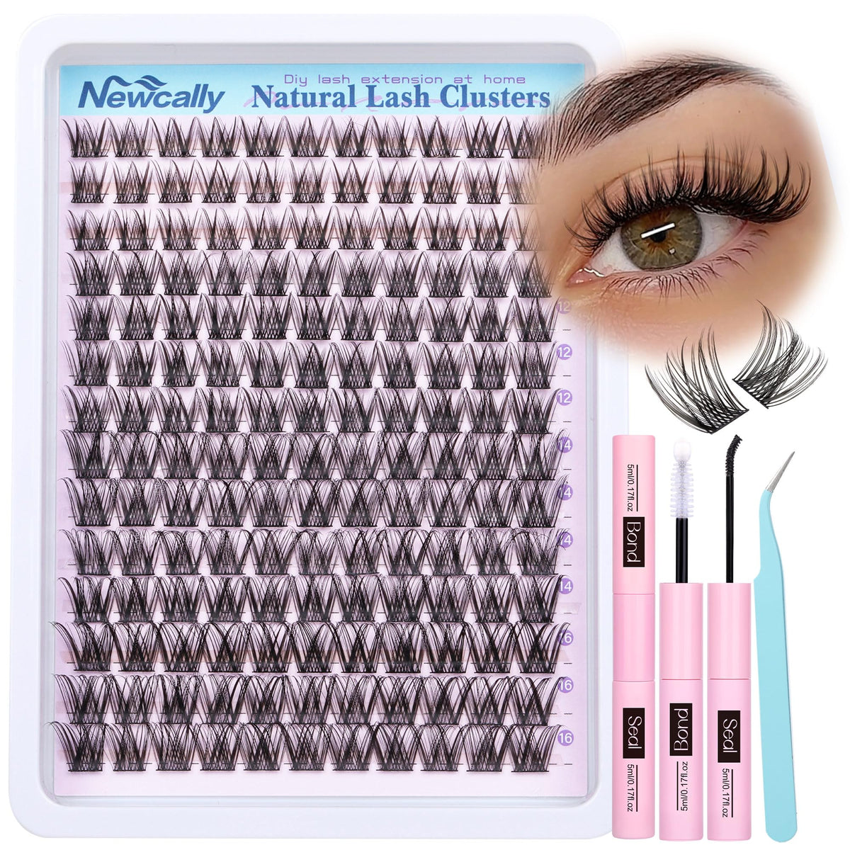Newcally lash clusters kit package for easy at-home lash upgrade.