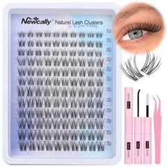 Newcally lash clusters kit soft-lightweight-fiber close-up for natural-looking lashes at home
