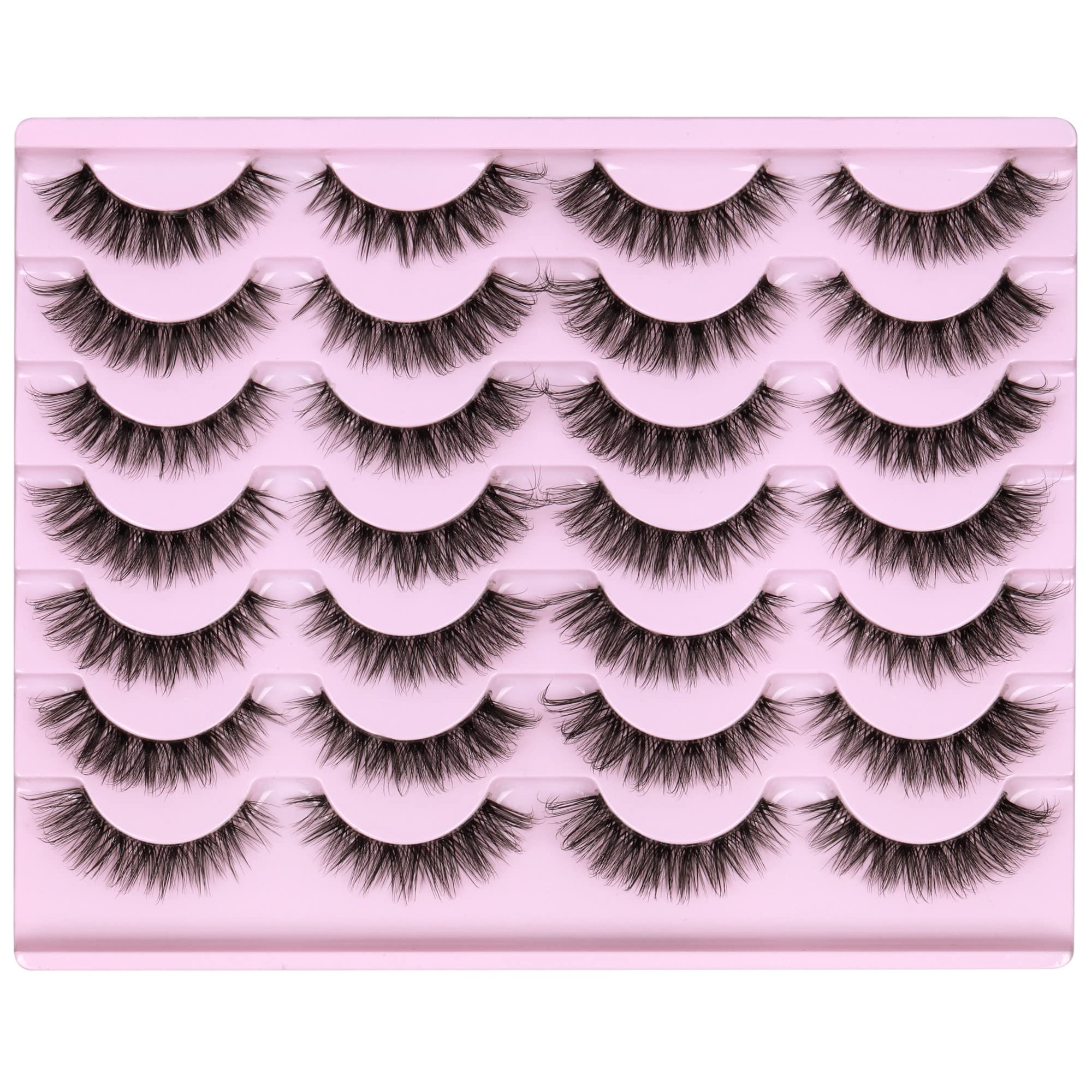 Newcally Lashes mink false eyelashes natural look wispy band for everyday makeup