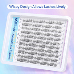 Newcally wispy C-curly lashes 9-12mm closeup for natural eye enhancement.