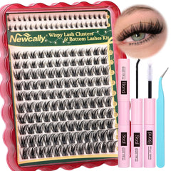 Newcally wispy lash clusters kit bundle offers natural lift for DIY lash enhancement.