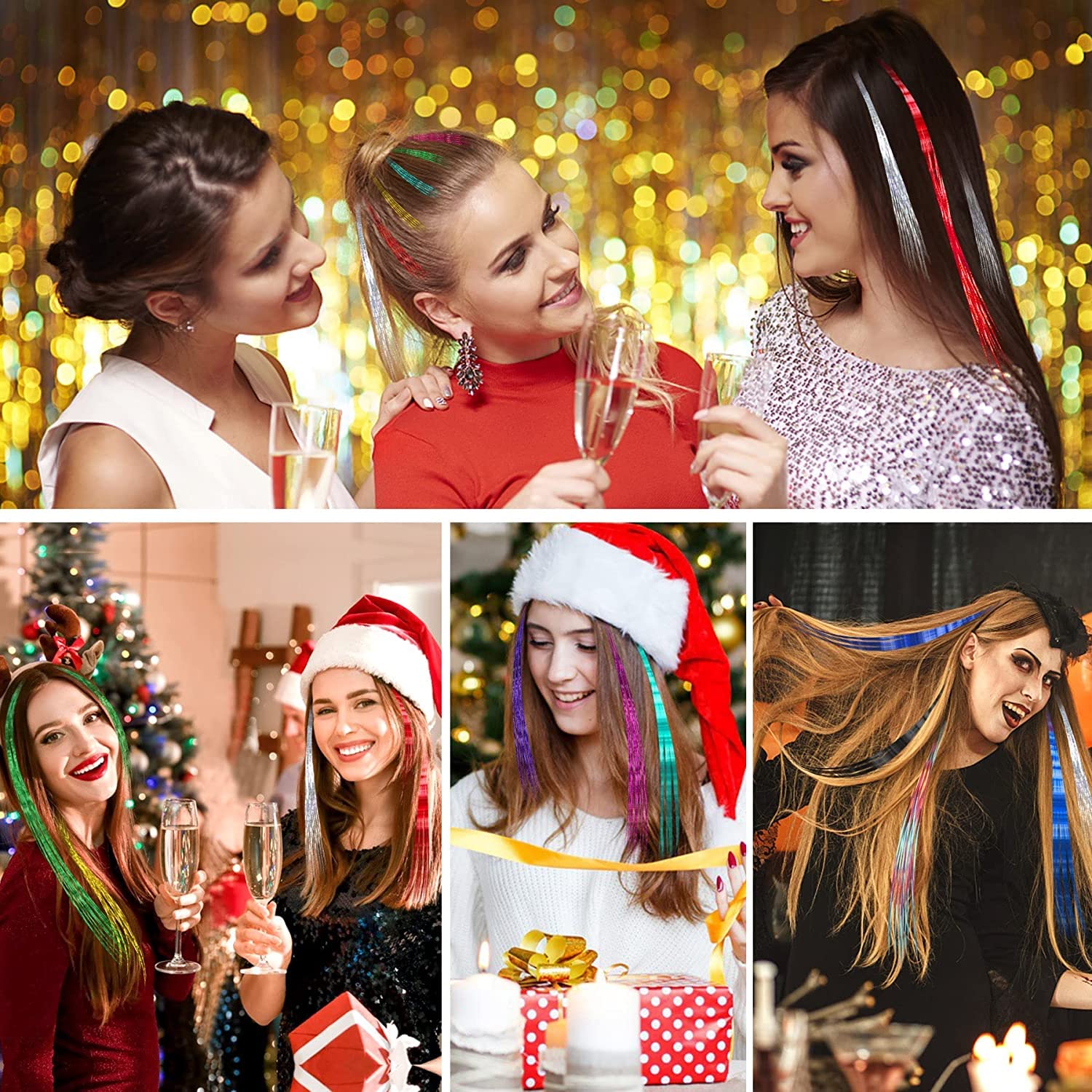 Newfacefure Christmas Tinsel Kit 46in length for versatile styling