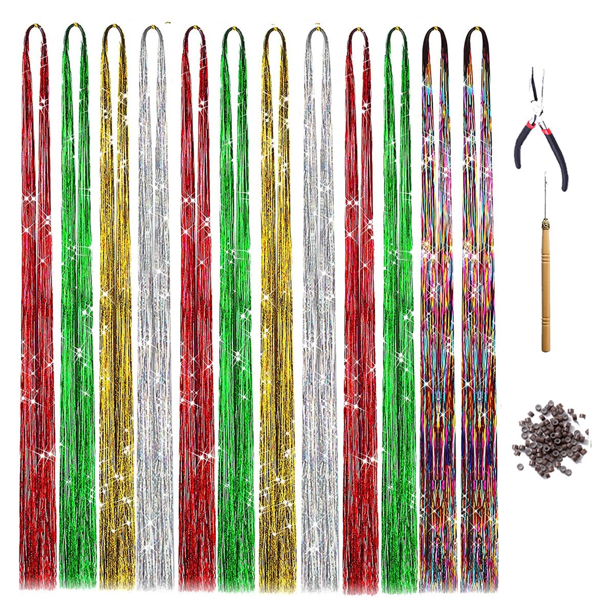 Newfacefure Christmas Tinsel Kit packaging with festive color strands