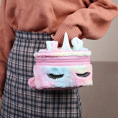 Newfancy Unicorn Makeup Bag interior shows spacious, daily-essentials storage.