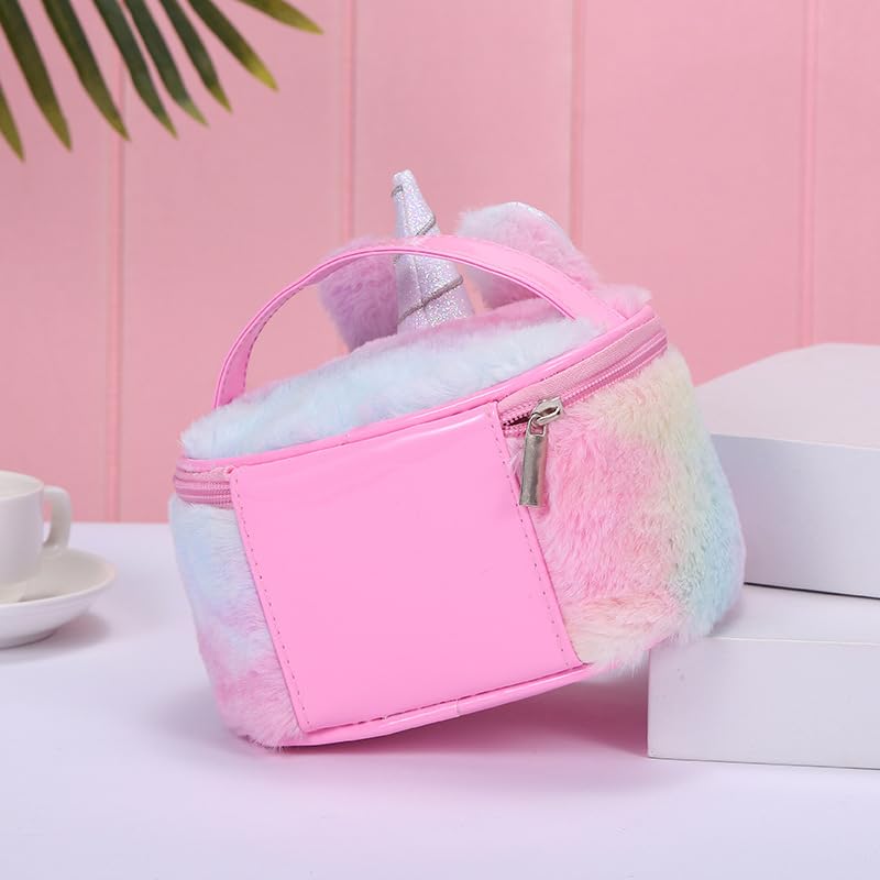 Newfancy Unicorn Makeup Bag safety-tested materials suggest kid-friendly cosmetics storage.