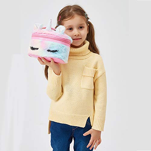 Newfancy Unicorn Makeup Bag zipper-closed image highlights secure travel storage and organization.