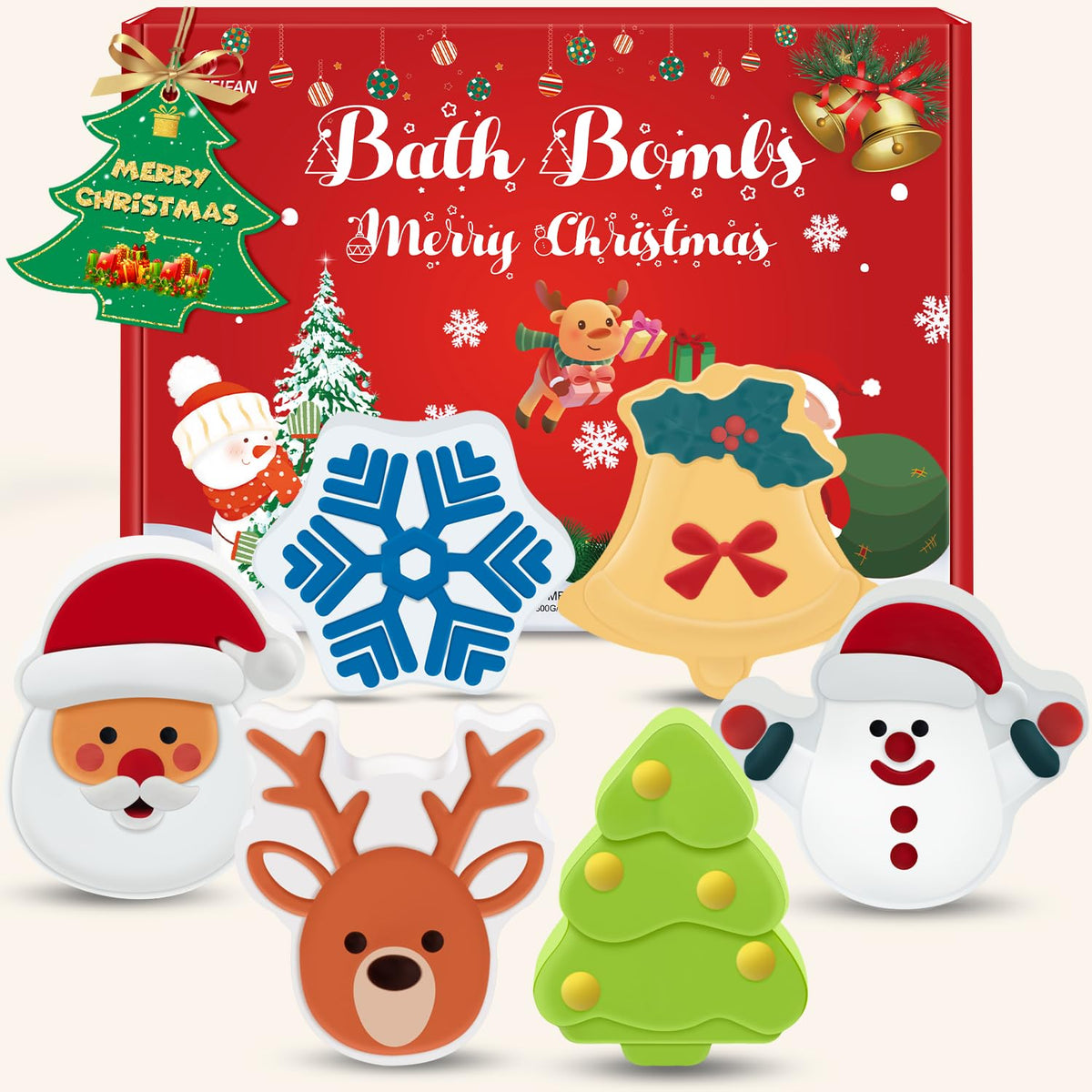 NEWFEIFAN Christmas bath bombs set packaging preserves freshness and makes gifting easy.