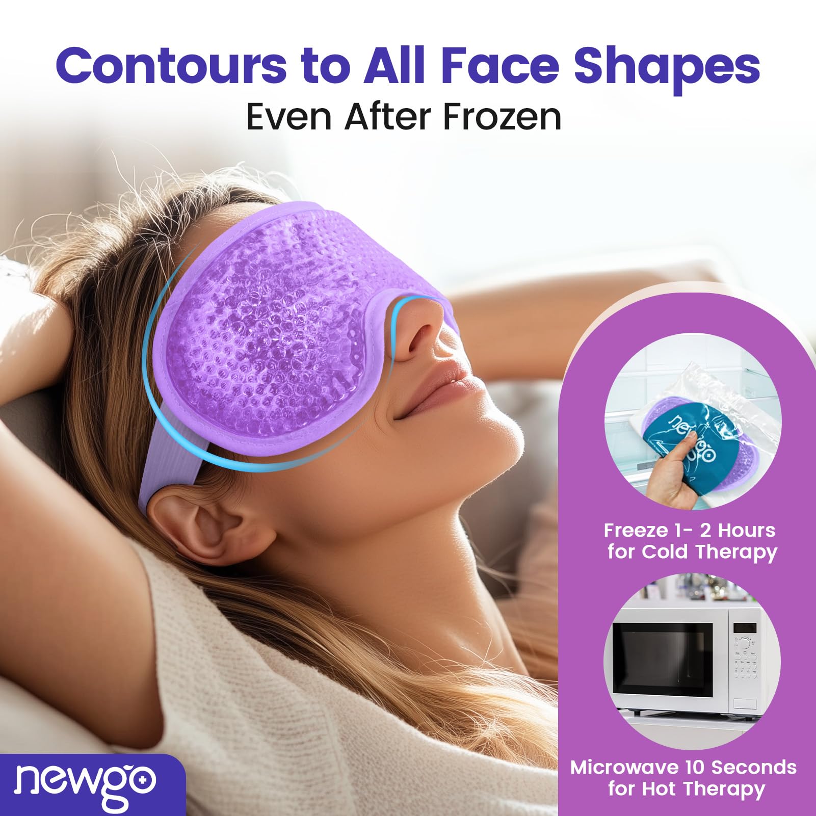 NEWGO Cooling Gel Eye Mask adjustable strap ensures secure fit