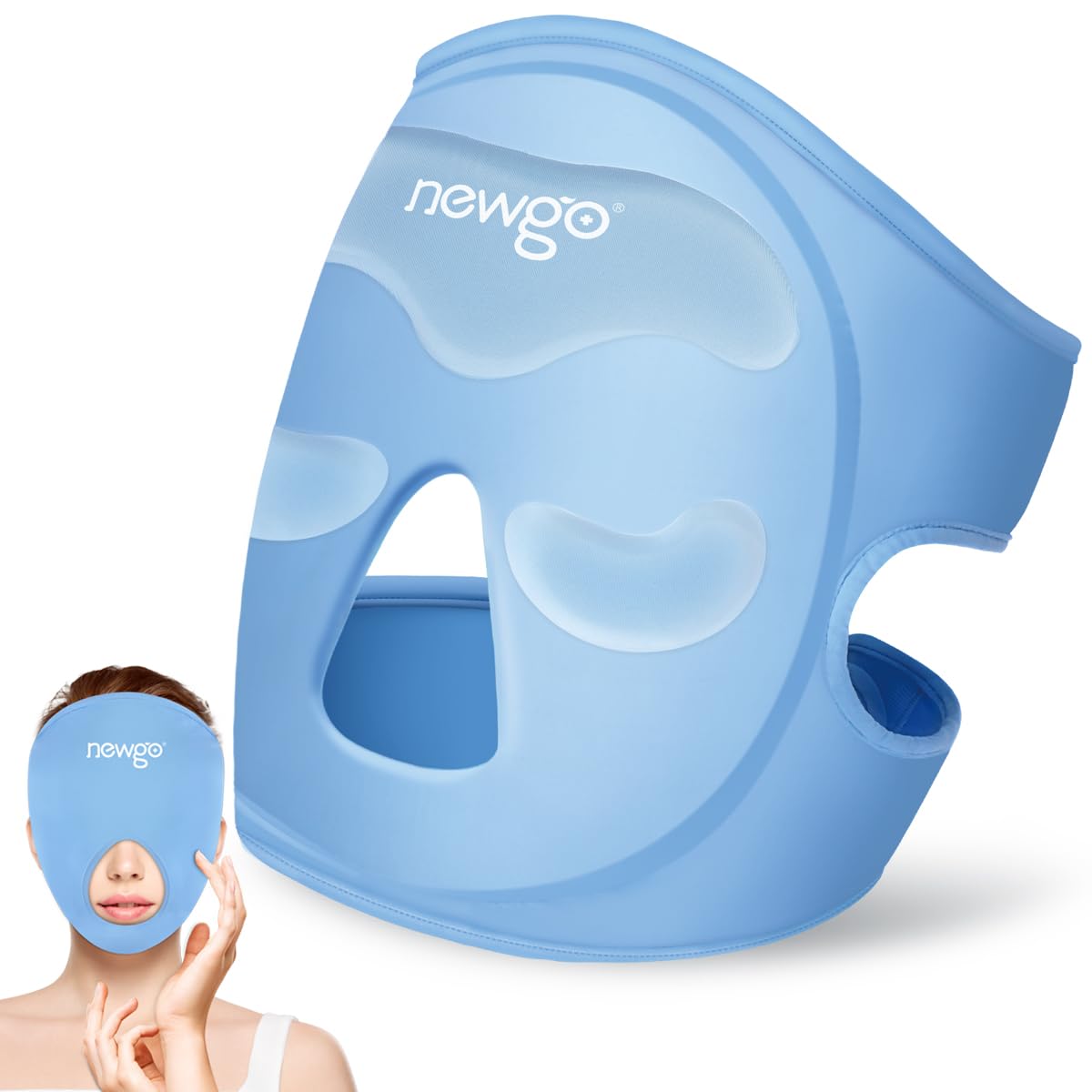 NEWGO Ice Pack Face Mask with forehead padding for targeted cooling.