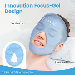 NEWGO Ice Pack Face Mask full-face design delivers even pressure and coverage.
