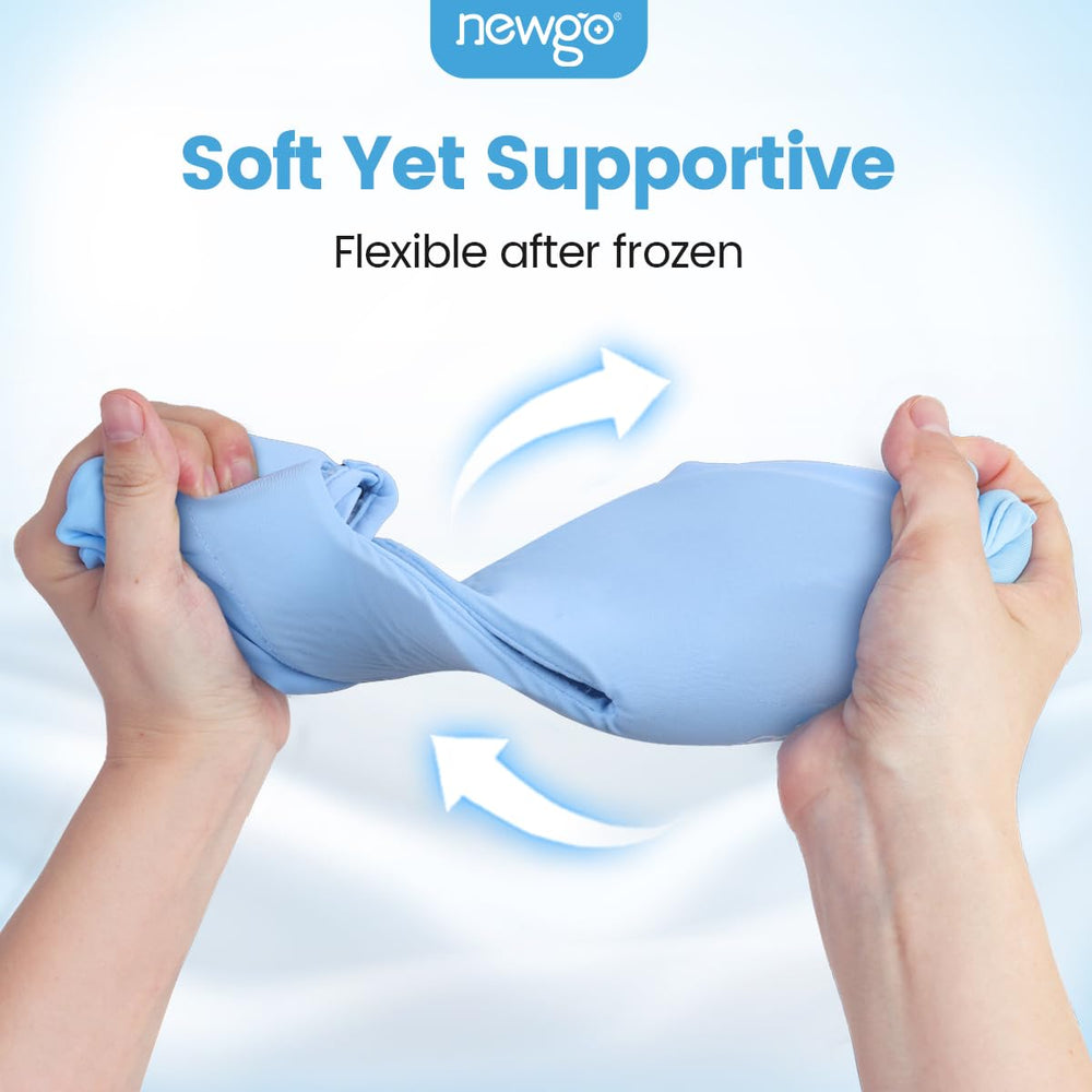 NEWGO Ice Pack Face Mask includes storage bag for convenient cold storage.