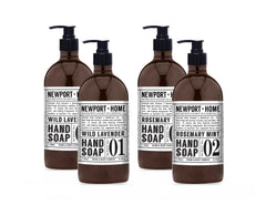 Newport Home Hand Soap Wild Lavender bottle pour for soothing cleansing and light fragrance.