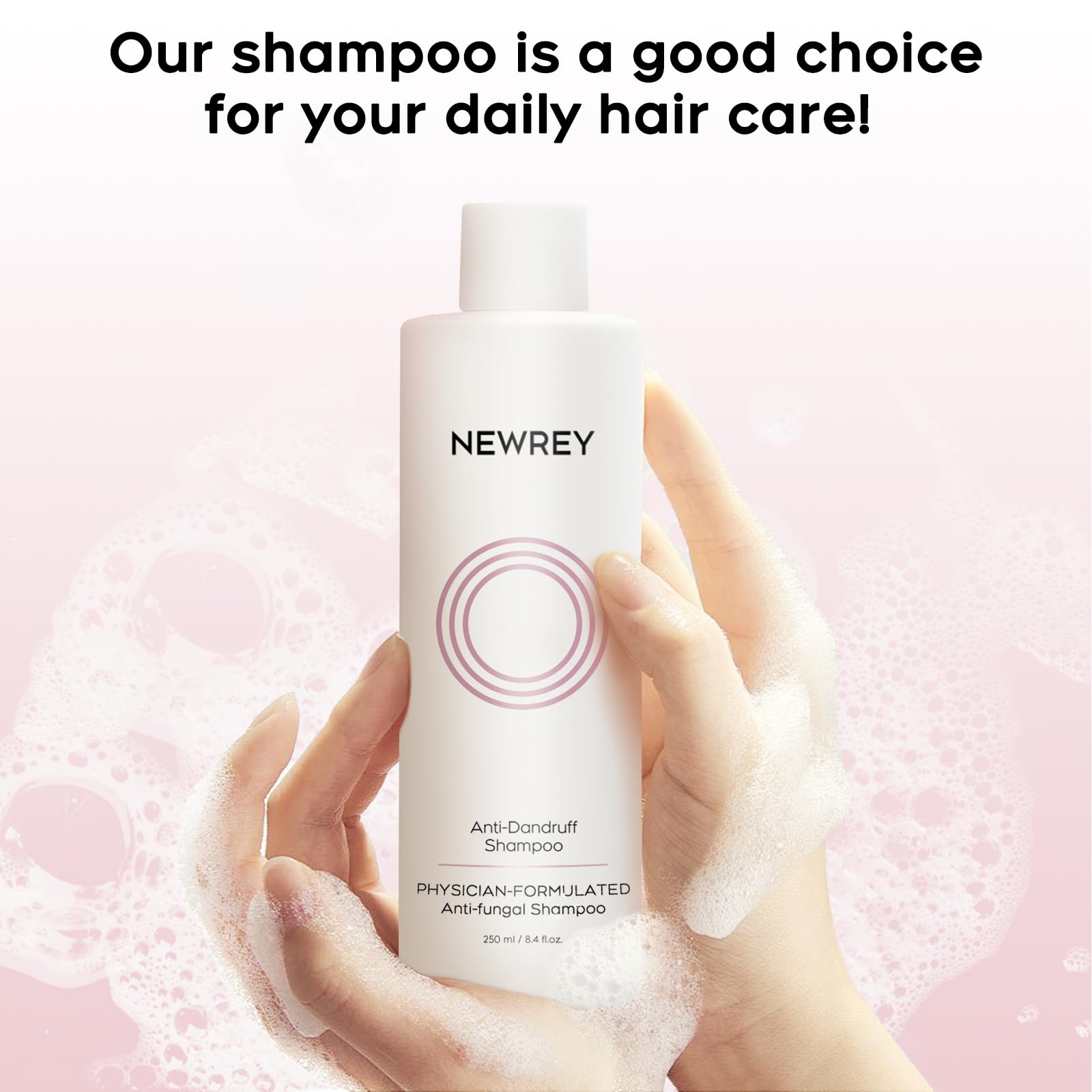 NEWREY 8.4oz packaging highlights convenient size for home scalp care