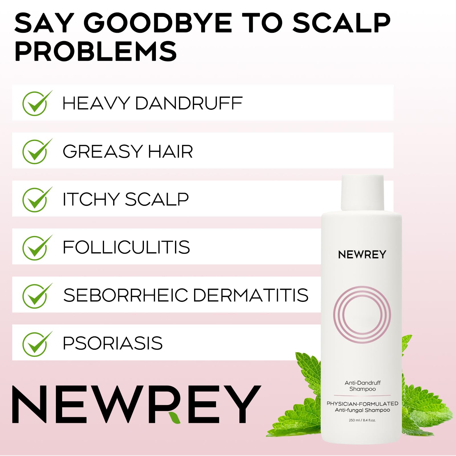 NEWREY anti-fungal shampoo foam lather for gentle cleansing and itch relief
