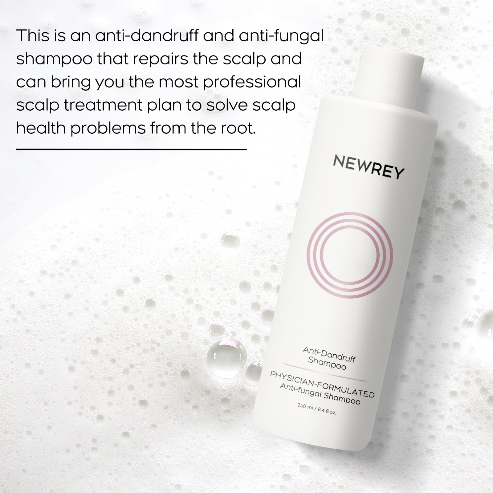 NEWREY dandruff-control pump bottle signals reliable anti-flake routine
