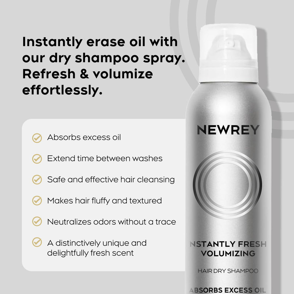 NEWREY Dry Shampoo Spray fresh-hair-look demonstrates volumized, grease-free styling.