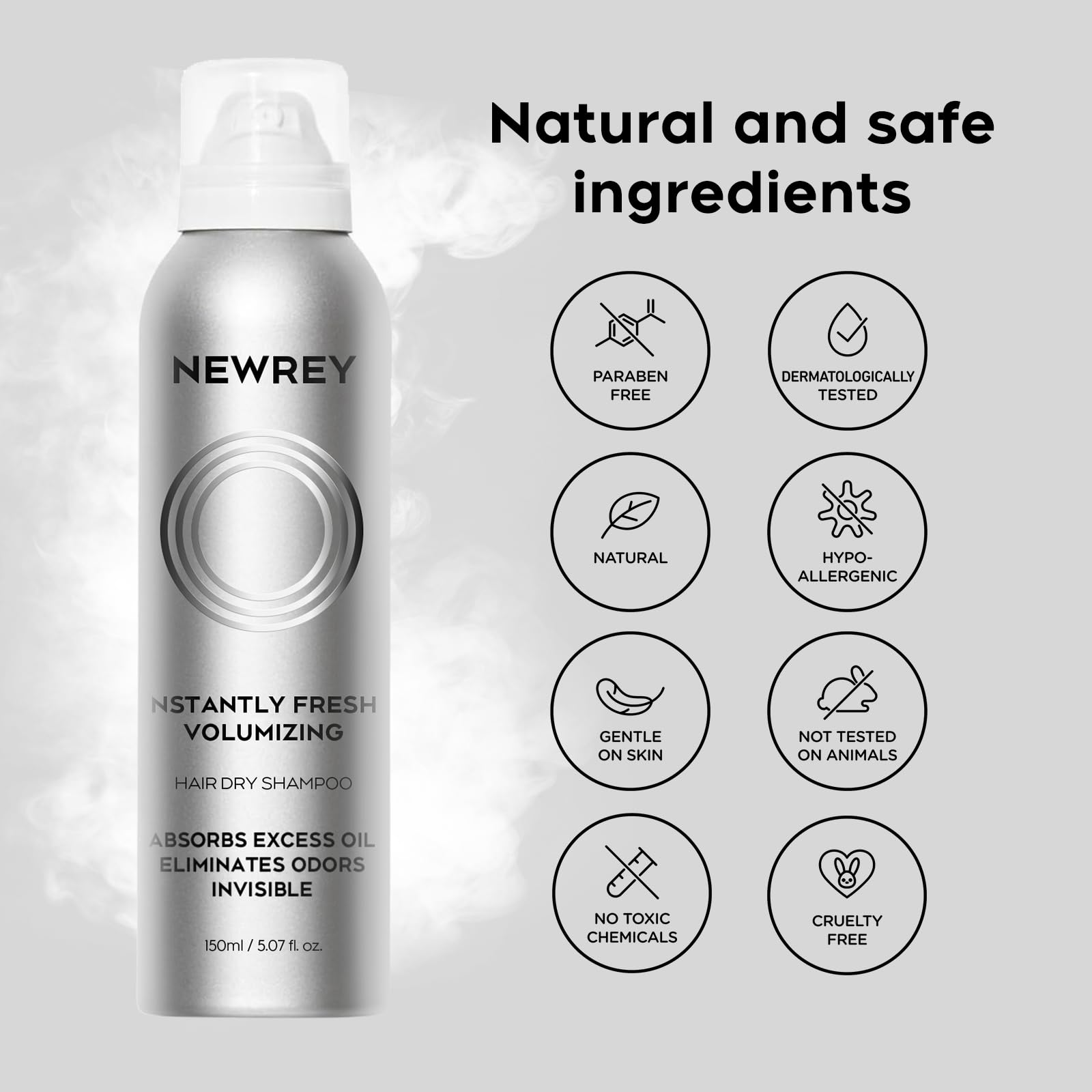 NEWREY Dry Shampoo Spray odor-elimination provides quick, fresh scent between washes.