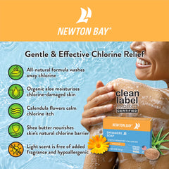 Newton Bay Swimmers Soap two-bars-pack demonstrates convenient chlorine relief for pool days.